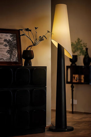 Curven Lampadaire en Bois Et Marbre