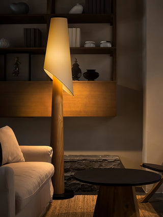 Curven Lampadaire en Bois Et Marbre
