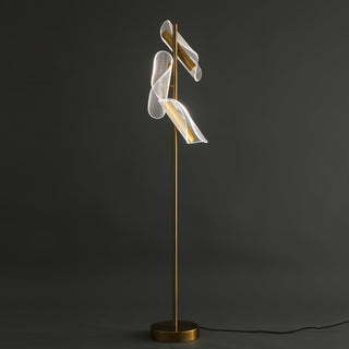 Mira Lampadaire Vague Moderne, Métal/Acrylique, Doré/Blanc, Salon