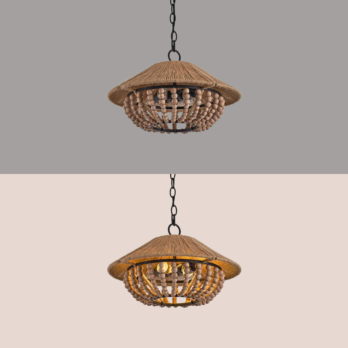 Elmarion Suspension Bois Métal Élégance Naturelle Style Ferme