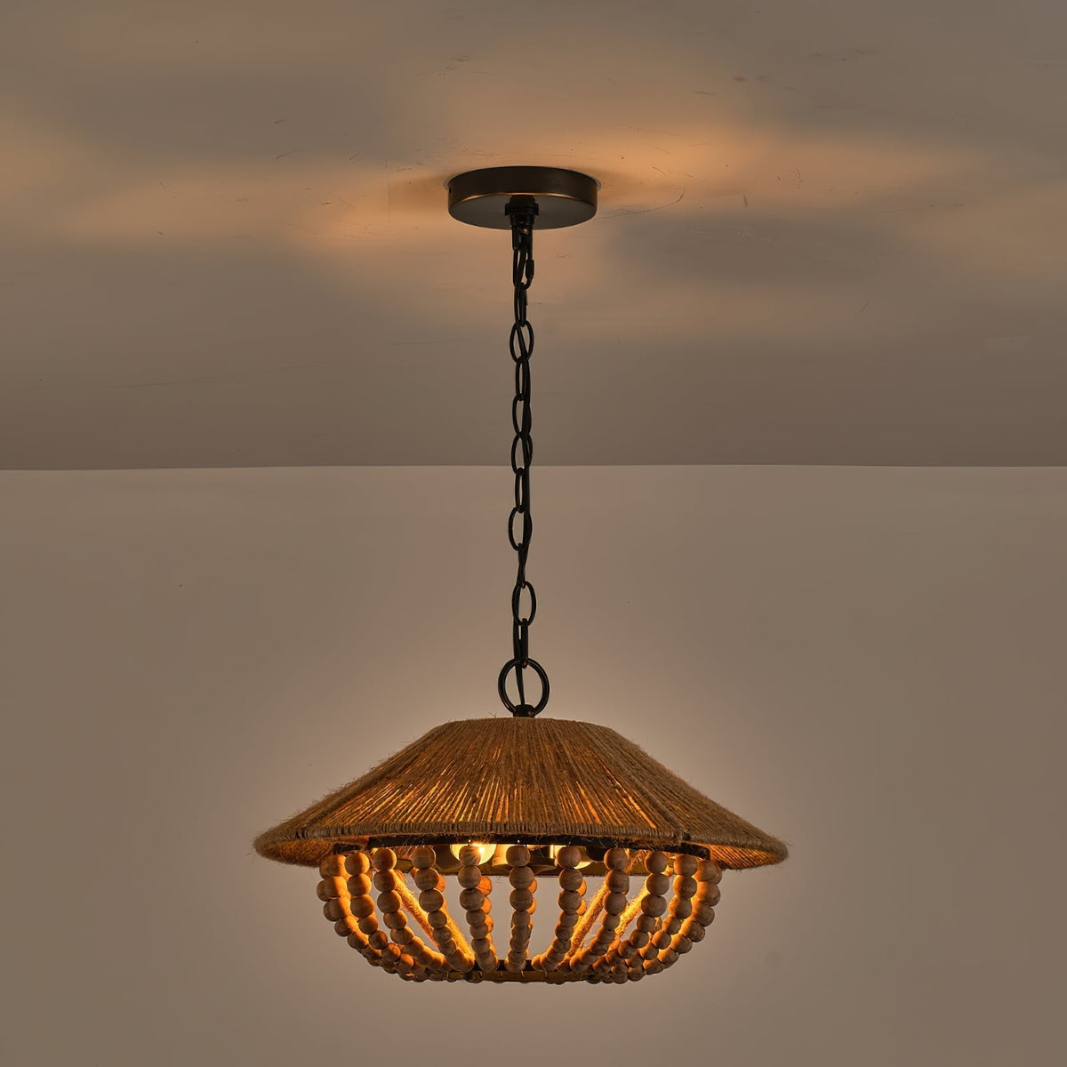 Elmarion Suspension Bois Métal Élégance Naturelle Style Ferme