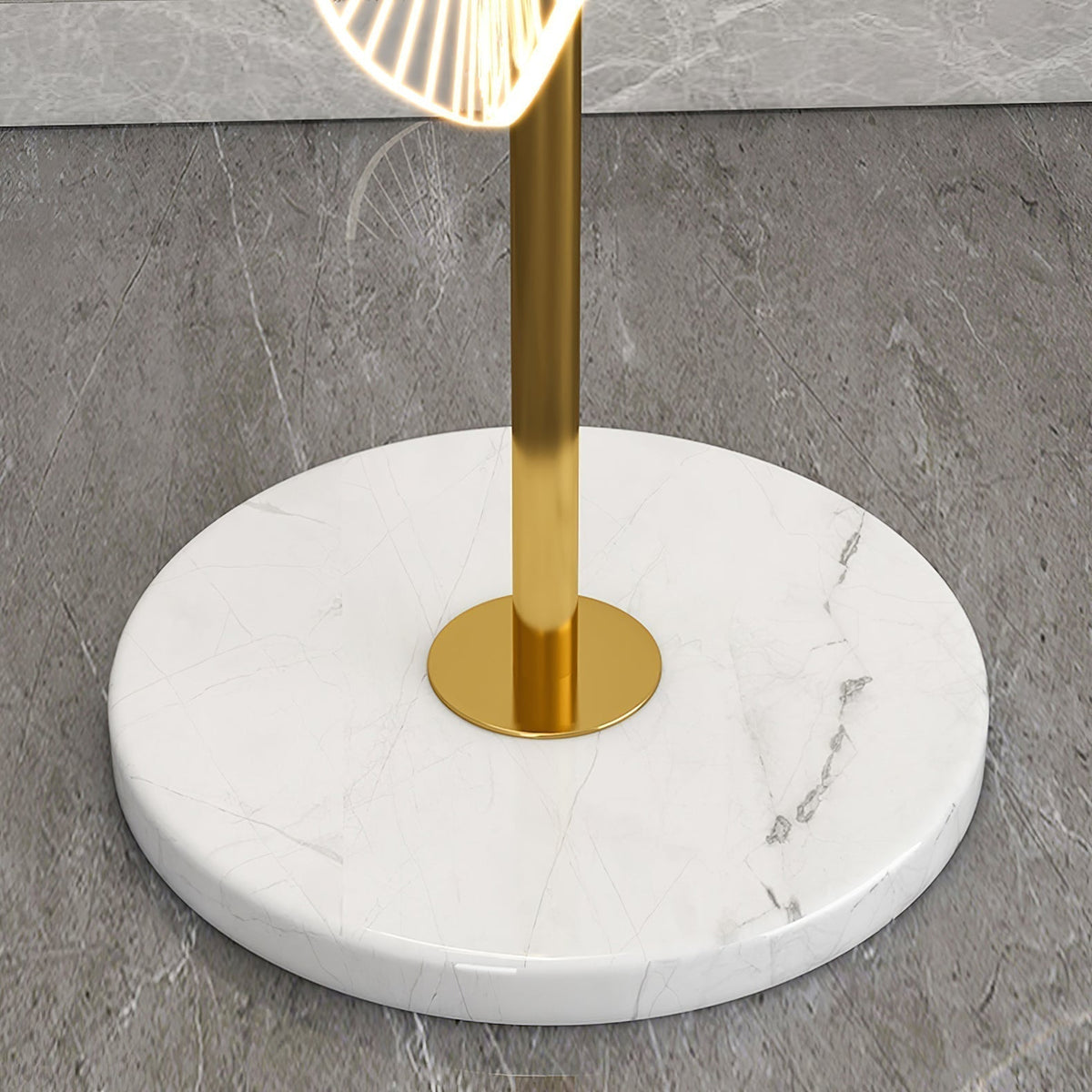 Arisha Lampadaire Rond Moderne, Métal/Acrylique, Blanc/Doré, Salon