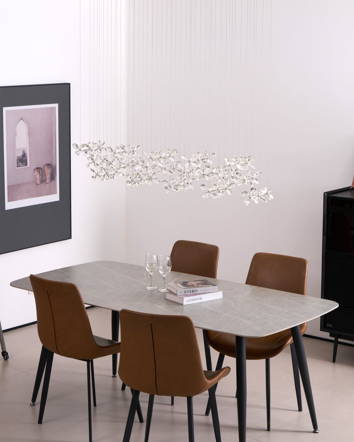 Veyrien Lustre Cristal Papillon Bouquet Floral