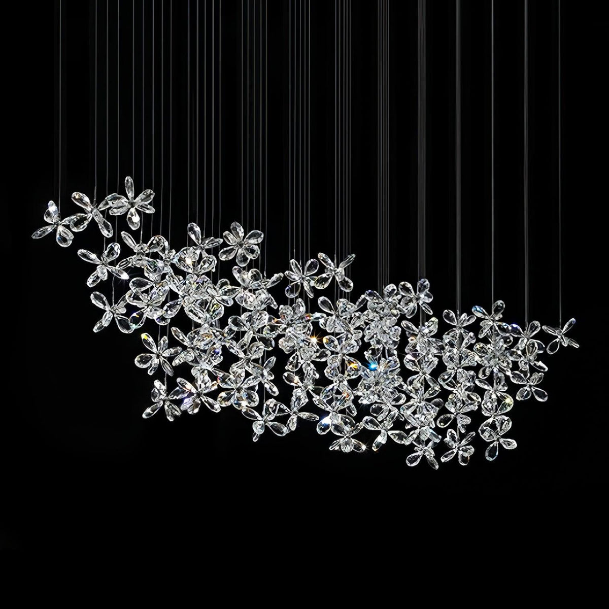 Veyrien Lustre Cristal Papillon Bouquet Floral