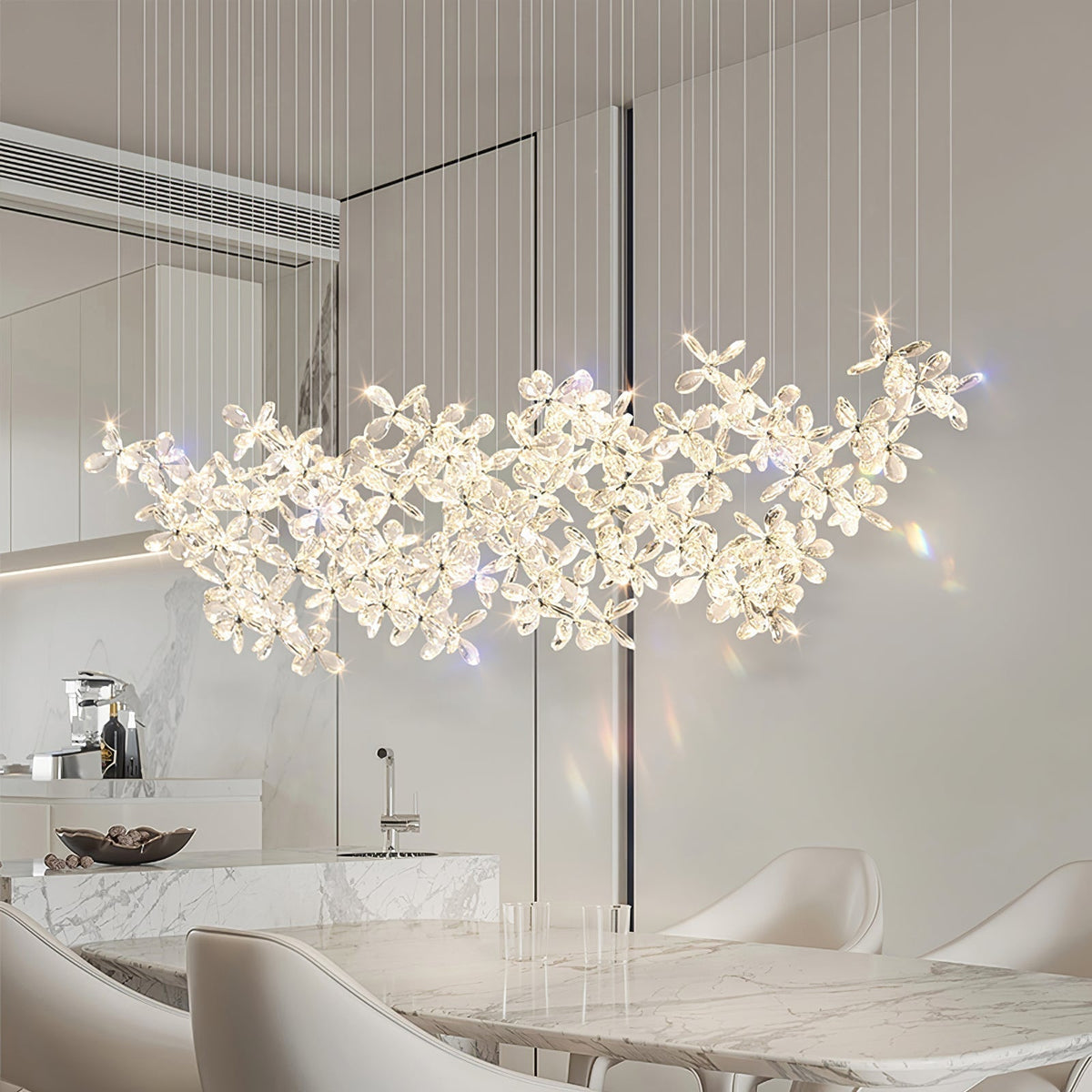 Veyrien Lustre Cristal Papillon Bouquet Floral