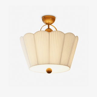 Flora Pleated Fabric Semi-Flush Mount-Neutral Decor