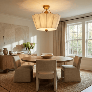 Flora Pleated Fabric Semi-Flush Mount-Neutral Decor