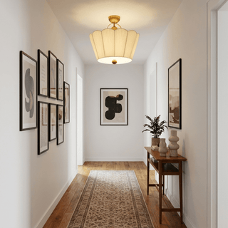 Flora Pleated Fabric Semi-Flush Mount-Neutral Decor