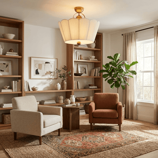 Flora Pleated Fabric Semi-Flush Mount-Neutral Decor