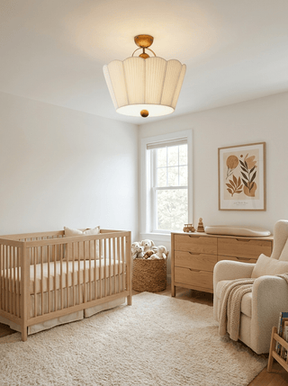 Flora Pleated Fabric Semi-Flush Mount-Neutral Decor