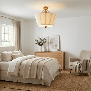 Flora Pleated Fabric Semi-Flush Mount-Neutral Decor