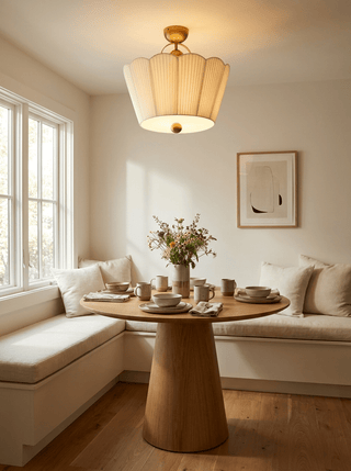 Flora Pleated Fabric Semi-Flush Mount-Neutral Decor