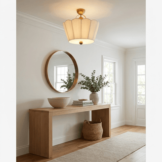 Flora Pleated Fabric Semi-Flush Mount-Neutral Decor