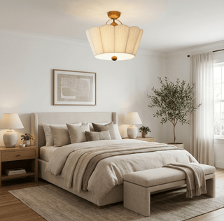 Flora Pleated Fabric Semi-Flush Mount-Neutral Decor