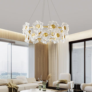 Cemirel Unique Fleur Laiton Verre Lustre