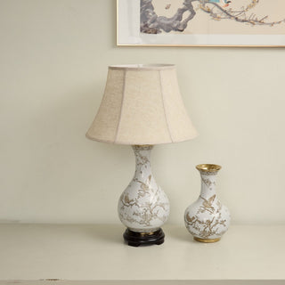 Floral Bird Ceramic Table Lamp-Neutral Decor