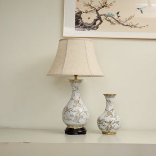 Floral Bird Ceramic Table Lamp-Neutral Decor