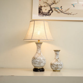 Floral Bird Ceramic Table Lamp-Neutral Decor
