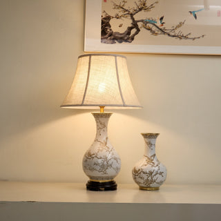 Floral Bird Ceramic Table Lamp-Neutral Decor