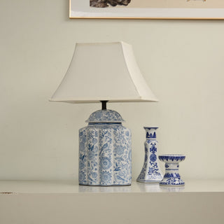 Floral Bird Jar Table Lamp-Neutral Decor