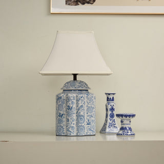 Floral Bird Jar Table Lamp-Neutral Decor