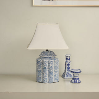 Floral Bird Jar Table Lamp-Neutral Decor