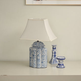 Floral Bird Jar Table Lamp-Neutral Decor