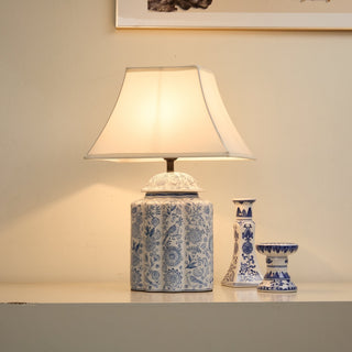 Floral Bird Jar Table Lamp-Neutral Decor
