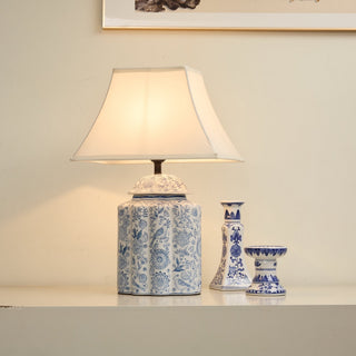 Floral Bird Jar Table Lamp-Neutral Decor