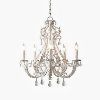 Lustra Suspension Lampe Porte-Bougie Perles de Cristal