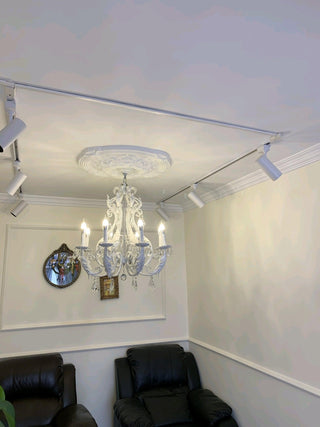 Lustra Suspension Lampe Porte-Bougie Perles de Cristal