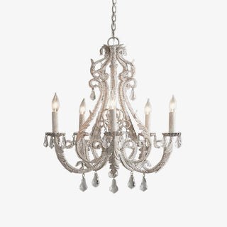 Lustra Suspension Lampe Porte-Bougie Perles de Cristal