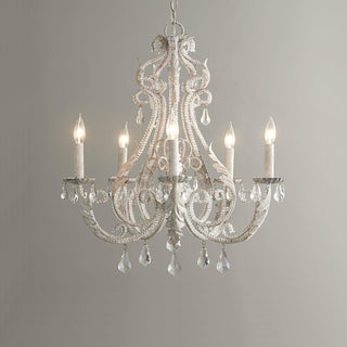 Lustra Suspension Lampe Porte-Bougie Perles de Cristal