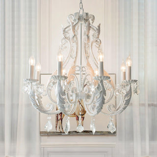 Lustra Suspension Lampe Porte-Bougie Perles de Cristal