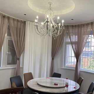 Lustra Suspension Lampe Porte-Bougie Perles de Cristal