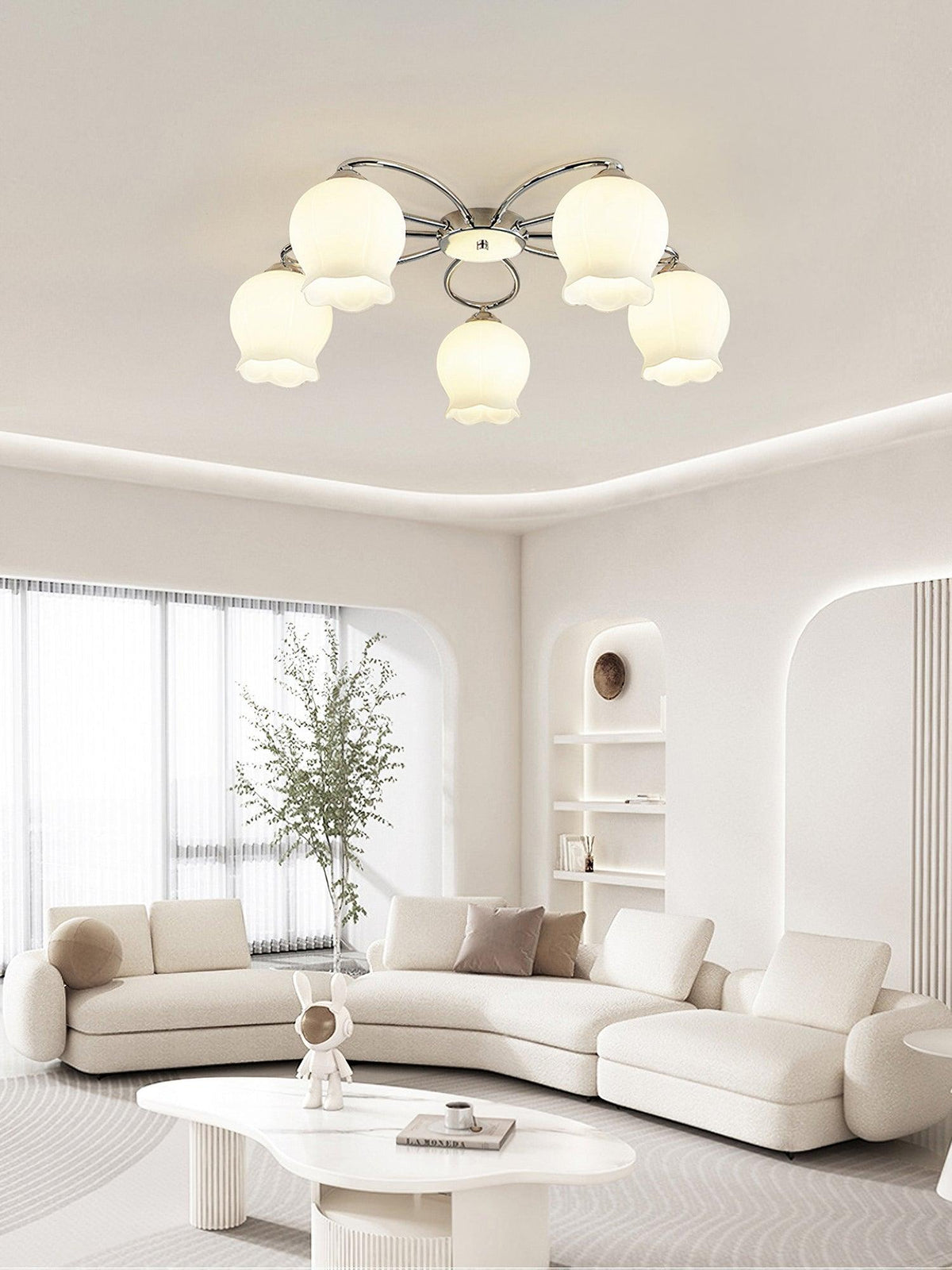 Arlise Lampe Plafonnier en Verre Floral Élégance Premium