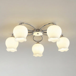 Oldore Lampe Plafonnier en Verre Floral Élégance Premium