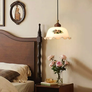 Floral Patterned Glass Pendant Light-Neutral Decor