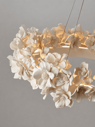 Floral Wreath Chandelier-Neutral Decor