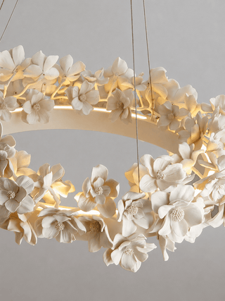 Floral Wreath Chandelier-Neutral Decor