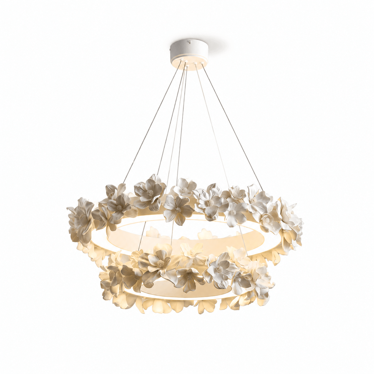 Floral Wreath Chandelier-Neutral Decor