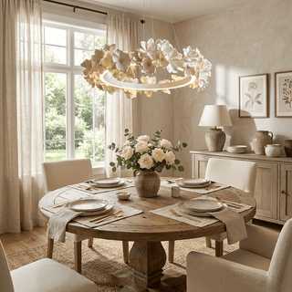 Floral Wreath Chandelier-Neutral Decor