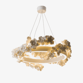 Floral Wreath Chandelier-Neutral Decor