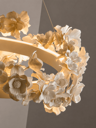 Floral Wreath Chandelier-Neutral Decor
