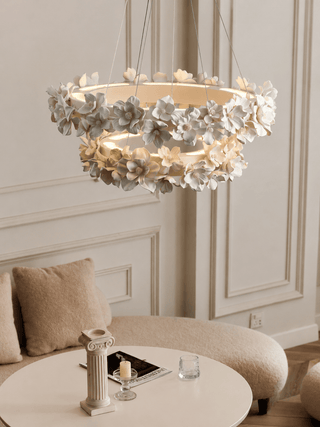 Floral Wreath Chandelier-Neutral Decor
