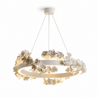 Floral Wreath Chandelier-Neutral Decor