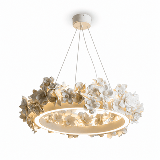 Floral Wreath Chandelier-Neutral Decor