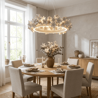 Floral Wreath Chandelier-Neutral Decor