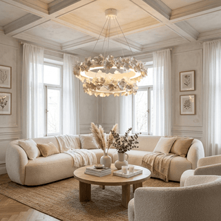 Floral Wreath Chandelier-Neutral Decor