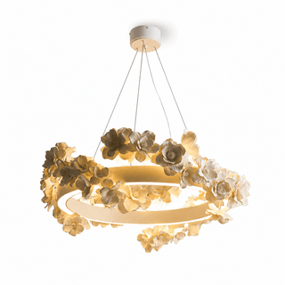 Floral Wreath Chandelier-Neutral Decor